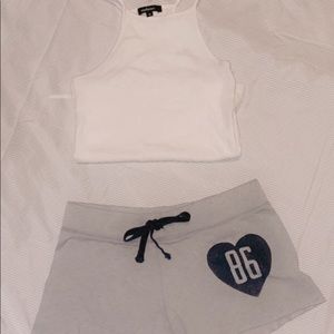 Pink gray pajama shorts